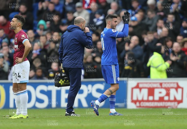 090319 - Cardiff City v West Ham United, Premier League - Victor Camarasa of Cardiff City applauds the fans as he leaves the pitch