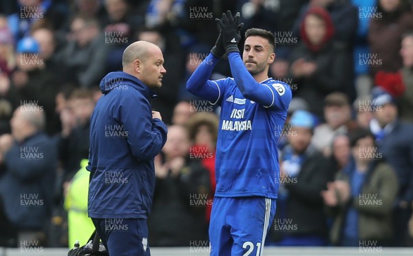 090319 - Cardiff City v West Ham United, Premier League - Victor Camarasa of Cardiff City applauds the fans as he leaves the pitch