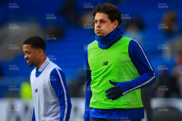 040126 - Cardiff City v Wigan Athletic - Sky Bet League 1 - Yousef Salech of Cardiff City warming up before game