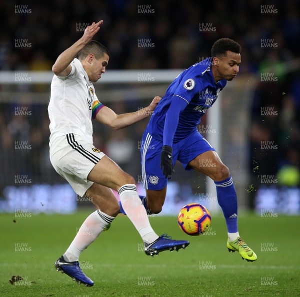 301118 - Cardiff City v Wolverhampton Wanderers - Premier League - Josh Murphy of Cardiff City is challenged by Conor Coady of Wolves
