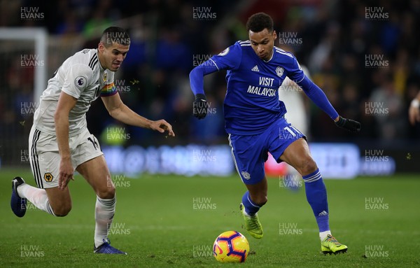 301118 - Cardiff City v Wolverhampton Wanderers - Premier League - Josh Murphy of Cardiff City is challenged by Conor Coady of Wolves