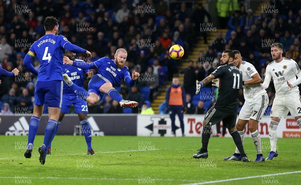 301118 - Cardiff City v Wolverhampton Wanderers - Premier League - Aron Gunnarsson of Cardiff City scores a goal to make it 1-1
