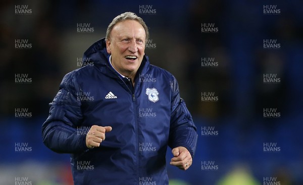 301118 - Cardiff City v Wolverhampton Wanderers - Premier League - Cardiff City Manager Neil Warnock celebrates at full time