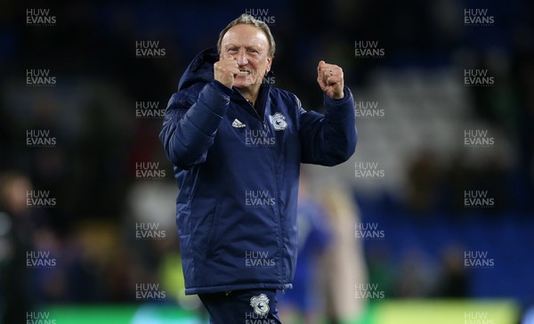 301118 - Cardiff City v Wolverhampton Wanderers - Premier League - Cardiff City Manager Neil Warnock celebrates at full time with the fans