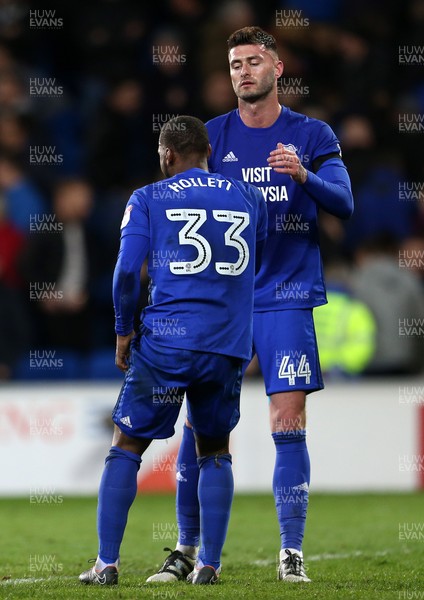 060418 - Cardiff City v Wolverhampton Wanderers - SkyBet Championship - Dejected Junior Hoilett and Gary Madine of Cardiff City