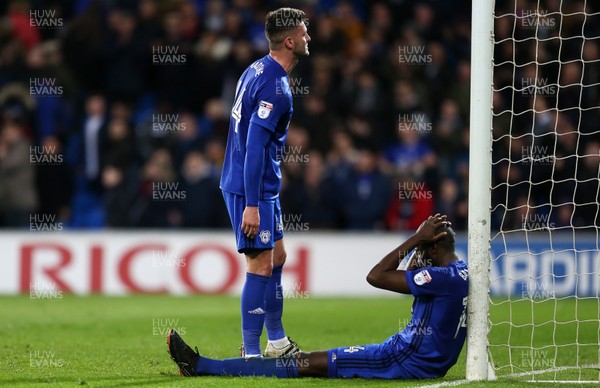 060418 - Cardiff City v Wolverhampton Wanderers - SkyBet Championship - Dejected Gary Madine and Souleymane Bamba of Cardiff City