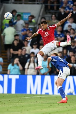 170826 - Cardiff City v Wrexham - Sky Bet Championship - Danny Imray of Wrexham is challenged by Joel Bagan of Cardiff City