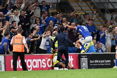 170826 - Cardiff City v Wrexham - Sky Bet Championship - Rubin Colwill of Cardiff City scores a goal from a free kick in the last seconds to equalise the game