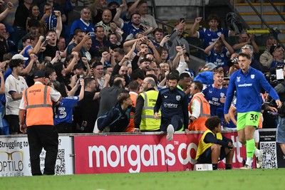 170826 - Cardiff City v Wrexham - Sky Bet Championship - Rubin Colwill of Cardiff City scores a goal from a free kick in the last seconds to equalise the game