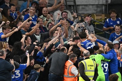 170826 - Cardiff City v Wrexham - Sky Bet Championship - Rubin Colwill of Cardiff City celebrates scoring a goal in the last seconds of the match