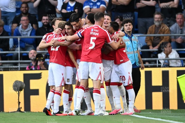 170826 - Cardiff City v Wrexham - Sky Bet Championship - Kieffer Moore of Wrexham celebrates scoring a goal