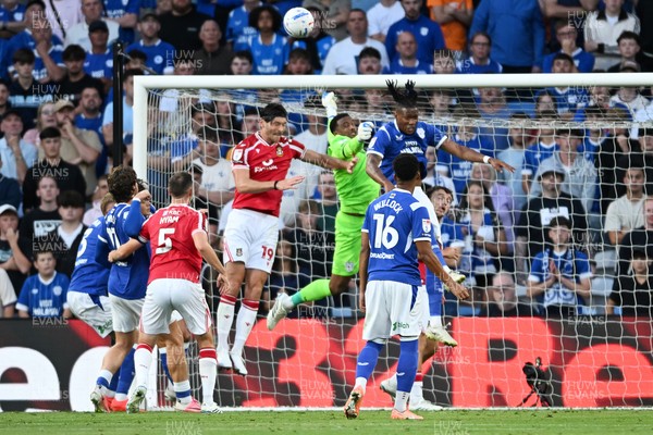 170826 - Cardiff City v Wrexham - Sky Bet Championship - Nathan Trott of Cardiff City punches the ball clear