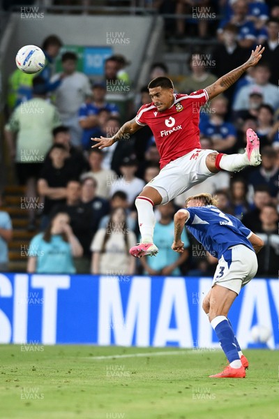 170826 - Cardiff City v Wrexham - Sky Bet Championship - Danny Imray of Wrexham is challenged by Joel Bagan of Cardiff City
