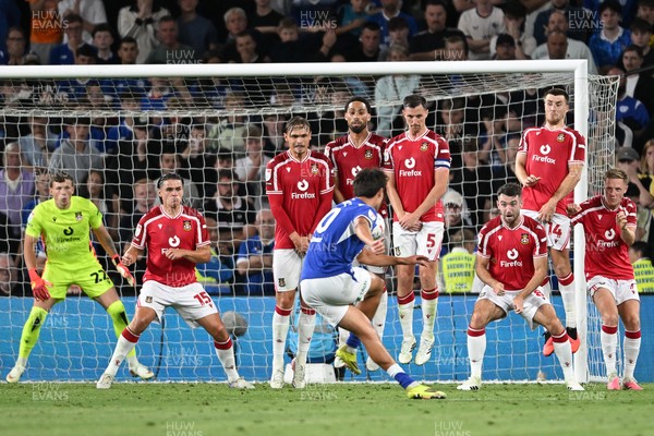 170826 - Cardiff City v Wrexham - Sky Bet Championship - Rubin Colwill of Cardiff City scores a goal from a free kick in the last seconds to equalise the game