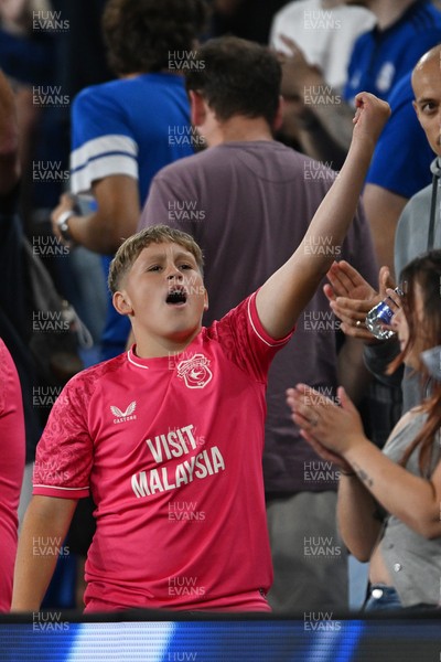 170826 - Cardiff City v Wrexham - Sky Bet Championship - Cardiff fans celebrate at full time