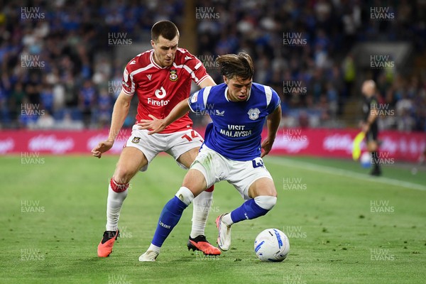 170826 - Cardiff City v Wrexham - Sky Bet Championship - Cian Ashford of Cardiff City is challenged by George Thomason of Wrexham