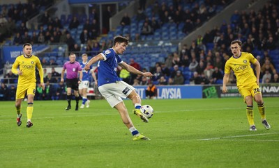 170326 - Cardiff `City v Wycombe Wanderers, EFL Sky Bet League 1 - Rubin Colwill of Cardiff City fires a shot at goal