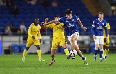 170326 - Cardiff `City v Wycombe Wanderers, EFL Sky Bet League 1 - Rubin Colwill of Cardiff City competes with Caolan Boyd-Munce of Wycombe Wanderers for the ball