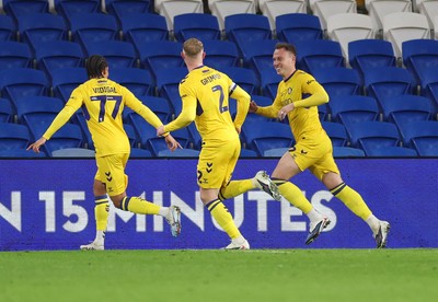 170326 - Cardiff `City v Wycombe Wanderers, EFL Sky Bet League 1 - Cauley Woodrow of Wycombe Wanderers celebrates after scoring the second goal