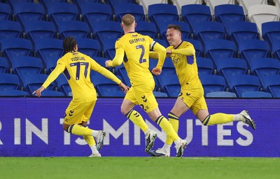 170326 - Cardiff `City v Wycombe Wanderers, EFL Sky Bet League 1 - Cauley Woodrow of Wycombe Wanderers celebrates after scoring the second goal