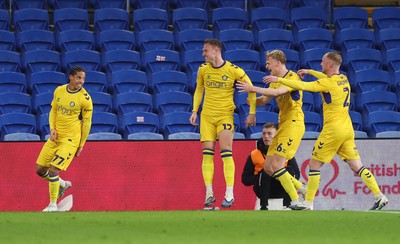 170326 - Cardiff `City v Wycombe Wanderers, EFL Sky Bet League 1 - Cauley Woodrow of Wycombe Wanderers celebrates after scoring the second goal