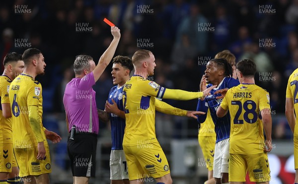 170326 - Cardiff `City v Wycombe Wanderers, EFL Sky Bet League 1 - Gabiel Osho of Cardiff City is shown a red card for the tackle on Ewan Henderson of Wycombe Wanderers