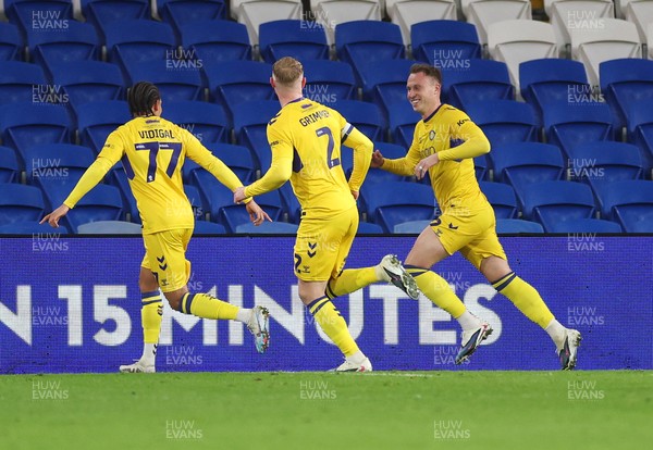 170326 - Cardiff `City v Wycombe Wanderers, EFL Sky Bet League 1 - Cauley Woodrow of Wycombe Wanderers celebrates after scoring the second goal
