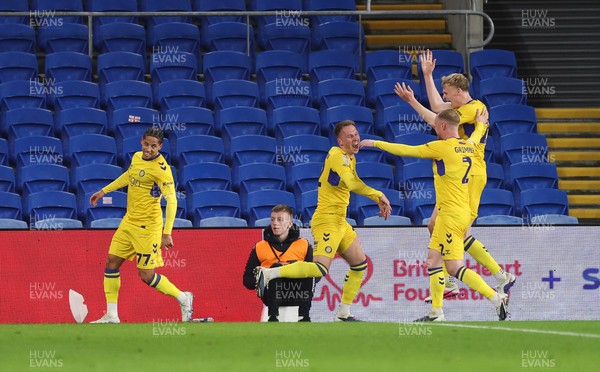 170326 - Cardiff `City v Wycombe Wanderers, EFL Sky Bet League 1 - Cauley Woodrow of Wycombe Wanderers celebrates after scoring the second goal