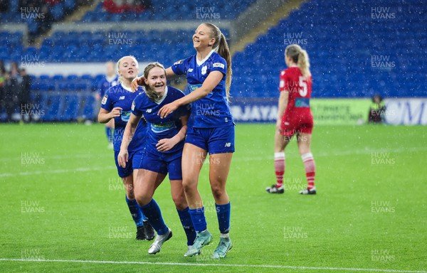 161122 - Cardiff City Women v Abergavenny Women - Cardiff City Women’s Pheobie Poole celebrates after she scores a goal