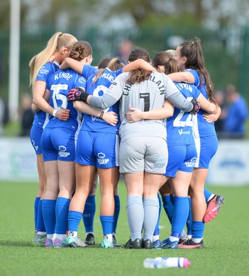 140424 - Cardiff City Women v Swansea City Women - Genero Adran Trophy Final - Cardiff City Women Huddle before the match