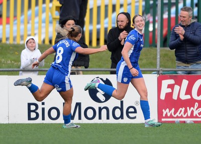 140424 - Cardiff City Women v Swansea City Women - Genero Adran Trophy Final - Cardiff City celebrates scoring a goal