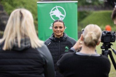 300524 - Picture shows Captain Nia Jones outside Cardiff Castle as The LexisNexis Cardiff Dragons have been selected as one of the eight teams to enter the new phase of the Netball Super League (NSL)