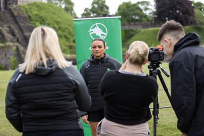 300524 - Picture shows Captain Nia Jones outside Cardiff Castle as The LexisNexis Cardiff Dragons have been selected as one of the eight teams to enter the new phase of the Netball Super League (NSL)