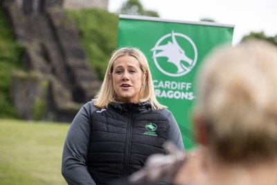 300524 - Picture shows Chief Executive Vicki Sutton outside Cardiff Castle as The LexisNexis Cardiff Dragons have been selected as one of the eight teams to enter the new phase of the Netball Super League (NSL)