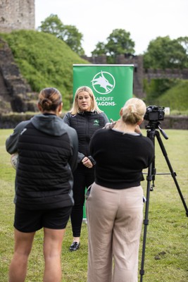 300524 - Picture shows Chief Executive Vicki Sutton outside Cardiff Castle as The LexisNexis Cardiff Dragons have been selected as one of the eight teams to enter the new phase of the Netball Super League (NSL)