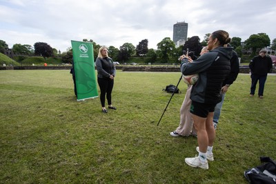 300524 - Picture shows Chief Executive Vicki Sutton outside Cardiff Castle as The LexisNexis Cardiff Dragons have been selected as one of the eight teams to enter the new phase of the Netball Super League (NSL)