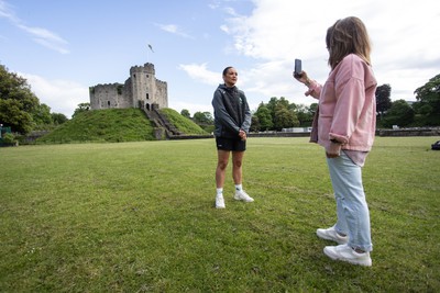 300524 - Picture shows Captain Nia Jones outside Cardiff Castle as The LexisNexis Cardiff Dragons have been selected as one of the eight teams to enter the new phase of the Netball Super League (NSL)