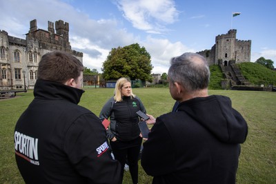 300524 - Picture shows Chief Executive Vicki Sutton outside Cardiff Castle as The LexisNexis Cardiff Dragons have been selected as one of the eight teams to enter the new phase of the Netball Super League (NSL)