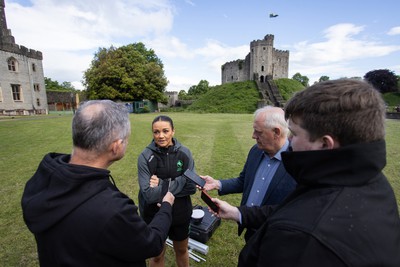 300524 - Picture shows Captain Nia Jones outside Cardiff Castle as The LexisNexis Cardiff Dragons have been selected as one of the eight teams to enter the new phase of the Netball Super League (NSL)