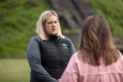 300524 - Picture shows Chief Executive Vicki Sutton outside Cardiff Castle as The LexisNexis Cardiff Dragons have been selected as one of the eight teams to enter the new phase of the Netball Super League (NSL)