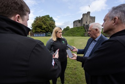 300524 - Picture shows Chief Executive Vicki Sutton outside Cardiff Castle as The LexisNexis Cardiff Dragons have been selected as one of the eight teams to enter the new phase of the Netball Super League (NSL)