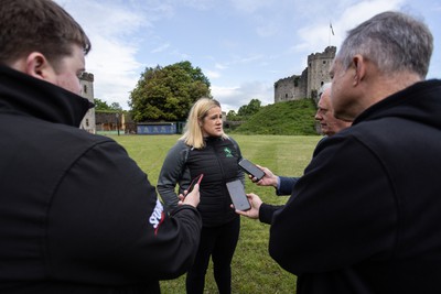 300524 - Picture shows Chief Executive Vicki Sutton outside Cardiff Castle as The LexisNexis Cardiff Dragons have been selected as one of the eight teams to enter the new phase of the Netball Super League (NSL)