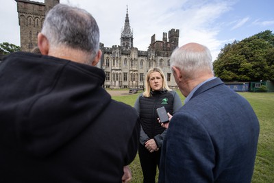 300524 - Picture shows Chief Executive Vicki Sutton outside Cardiff Castle as The LexisNexis Cardiff Dragons have been selected as one of the eight teams to enter the new phase of the Netball Super League (NSL)