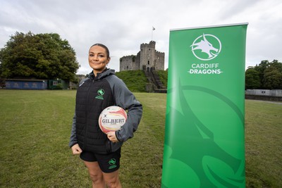 300524 - Picture shows Captain Nia Jones outside Cardiff Castle as The LexisNexis Cardiff Dragons have been selected as one of the eight teams to enter the new phase of the Netball Super League (NSL)