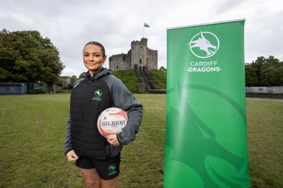 300524 - Picture shows Captain Nia Jones outside Cardiff Castle as The LexisNexis Cardiff Dragons have been selected as one of the eight teams to enter the new phase of the Netball Super League (NSL)