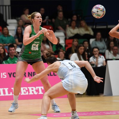 210525 - Cardiff Dragons v Birmingham Panthers - Netball Super League - Chelsea Beard of Cardiff Dragons
