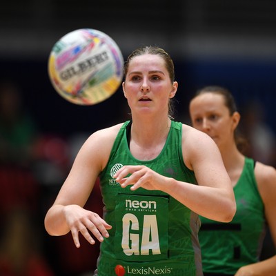 210525 - Cardiff Dragons v Birmingham Panthers - Netball Super League - Chelsea Beard of Cardiff Dragons