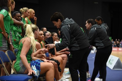 080624 - Cardiff Dragons v Leeds Rhinos - Vitality Netball Super League - The Cardiff Dragons bench