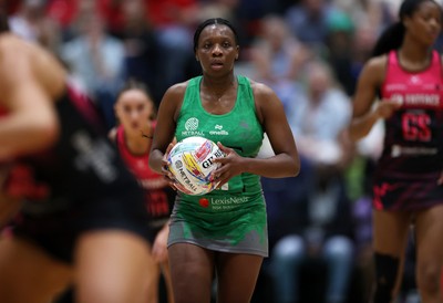 140625 - Cardiff Dragons v London Pulse - Netball Super League - Khanyisa Chawane of Cardiff Dragons