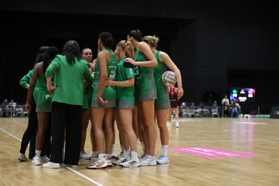 140625 - Cardiff Dragons v London Pulse - Netball Super League - Team huddle